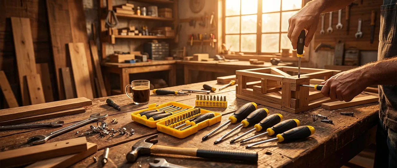 EDA Chaves De Fenda Phillips E Bits Cromo Vanádio Kit Com 21 Peças Eda