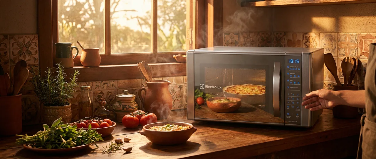 Micro-Ondas ME41X com painel Blue Touch e Função Grill cor prata