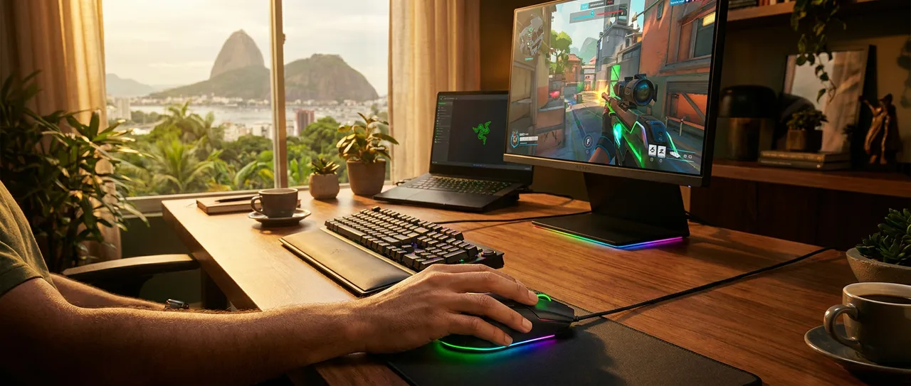 Mouse gamer ergonômico e personalizável Razer Basilisk V3, iluminação Chroma RGB, sensor óptico de 26K DPI, Classic Black
