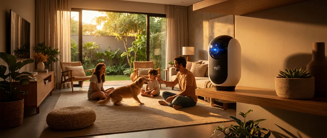 ELG, SHCR600, Câmera Robô 360° Full HD 1080P Inteligente, Conexão WI-FI 2.4GHz, Compatível com Alexa, Áudio Bidirecional, Zoom Digital 6x, Branco