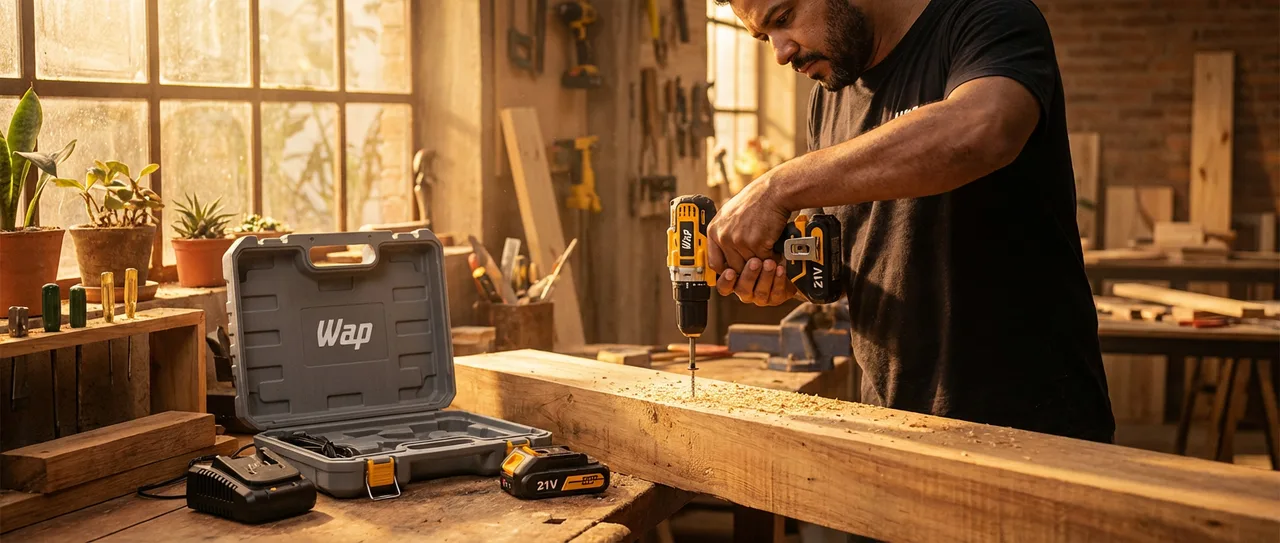 WAP Parafusadeira e Furadeira com Impacto à Bateria 1/2" 21V K21-ID03, com Maleta Organizadora, Torque 20 Níveis, Bivolt