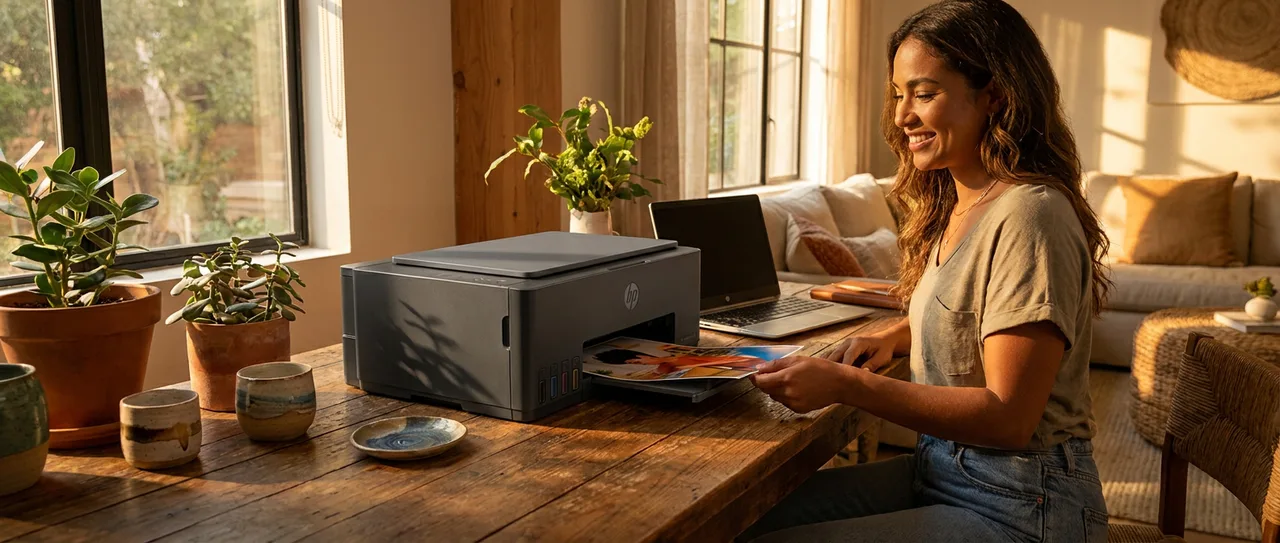 Impressora Multifuncional HP Smart Tank 584 Tanque de Tinta Colorida Wi-Fi com autorreparo, USB - Impressora, Copiadora e Scanner Cor: ‎Cinza Chumbo (5D1C1A)