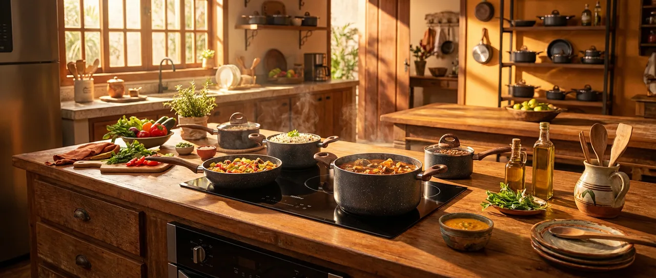 Brinox - Jogo de Panelas Antiaderente Ceramic Life 5 Peças com Fundo de Indução Smart Plus - Granito