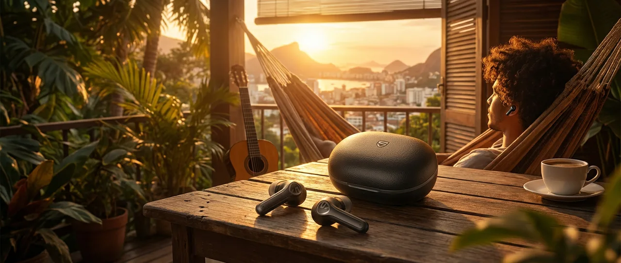 SoundPEATS T3 Pro Bluetooth 5.4 Fones de Ouvido Sem Fio com Cancelamento de Ruído em Chamadas, Drivers de 12mm Graves Estéreo, 28 Hrs de Reprodução, IPX4 à Prova d'Água, Controle por App